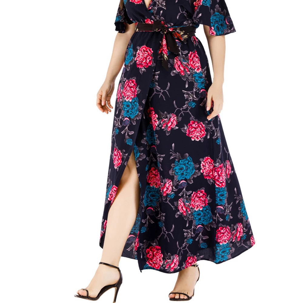 XL-6XL Curvy Clothing Casual Woman Long Dresses Knit Middle-aged Women Dress Short-Sleeved Sexy Female Large Size Summer Dress XL-6XL Curvy Clothing Casual Woman Long Dresses Knit Middle-aged Women Dress Short-Sleeved Sexy Female Large Size Summer Dress